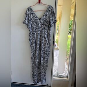 Old Navy Black and White Floral Jumpsuit